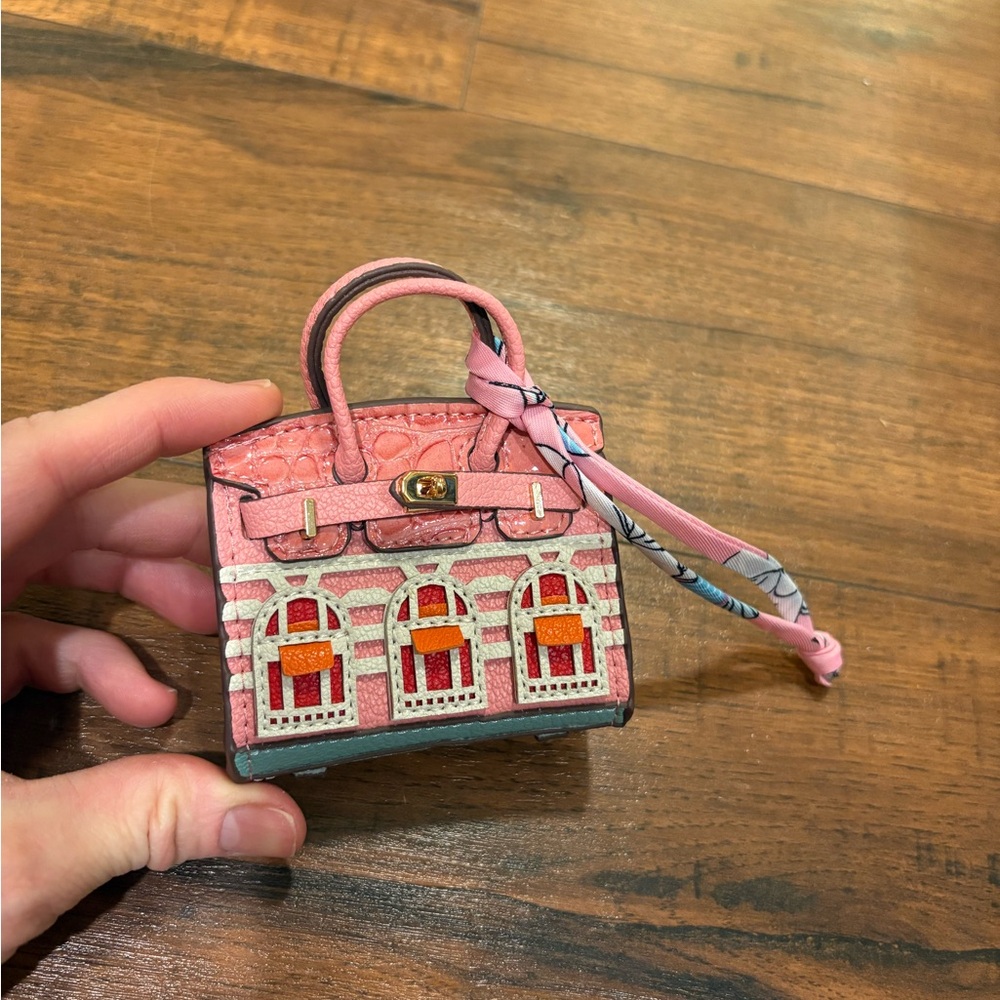Pink Birkin Faubourg inspired mini handbag purse charm NEW